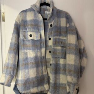 Together Soft Blue and Cream Plaid Jacket